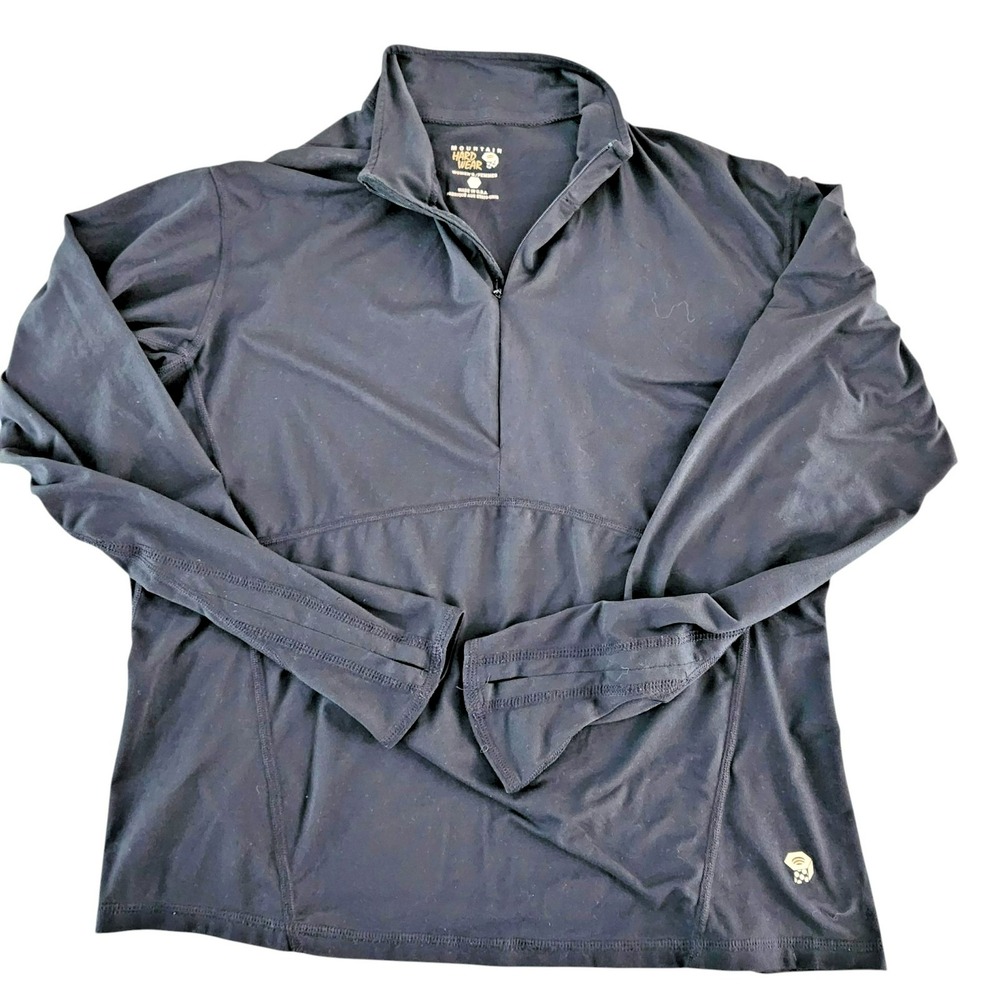 Mountain Hardwear Womens 1/4 Zip Pullover Top Black Large Long Sleeve Thumbholes
